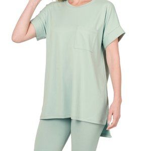 BRUSHED DTY MICROFIBER TOP & BIKER SHORTS SET